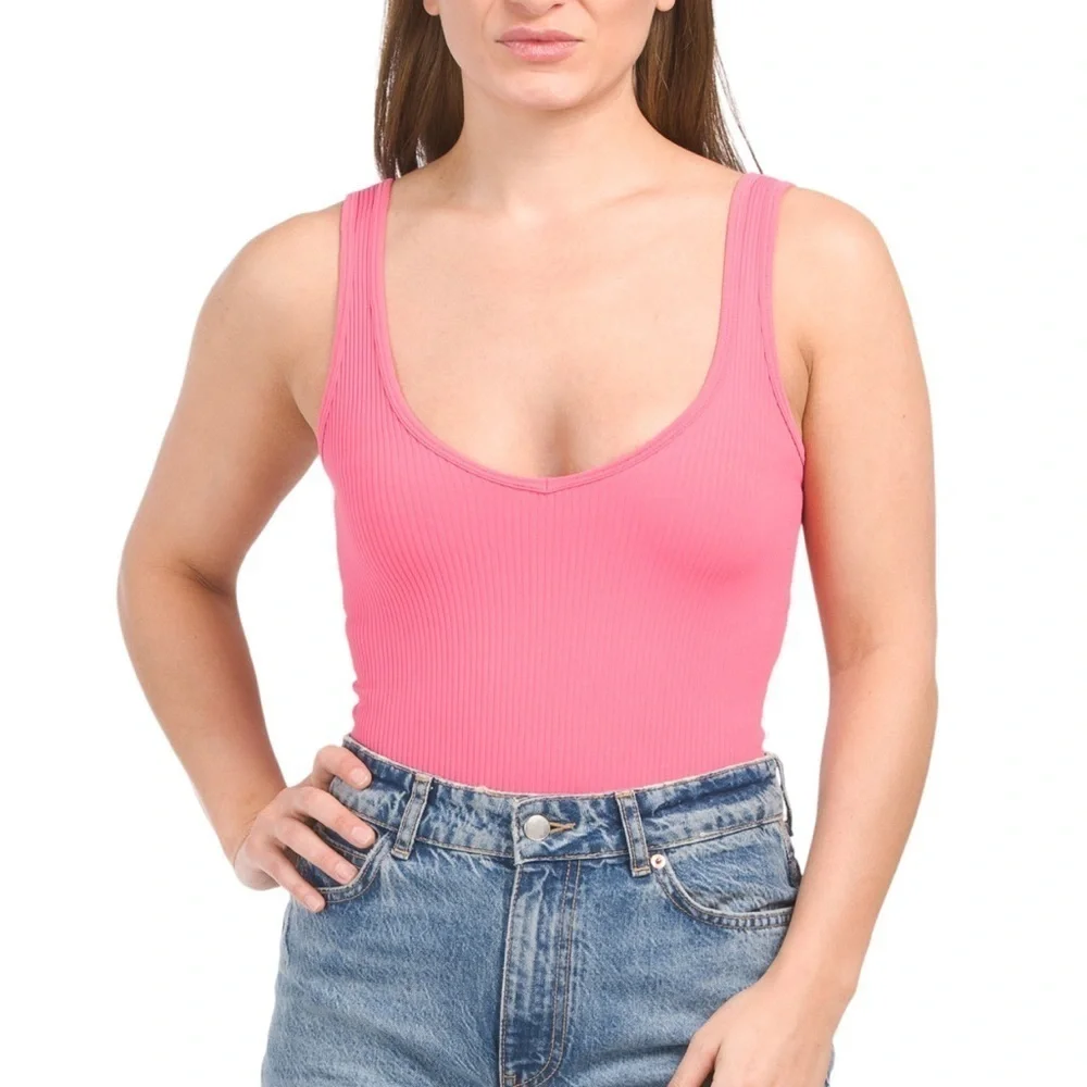FREE PEOPLE XyZ ribbed pink recycled bodysuit size M/L